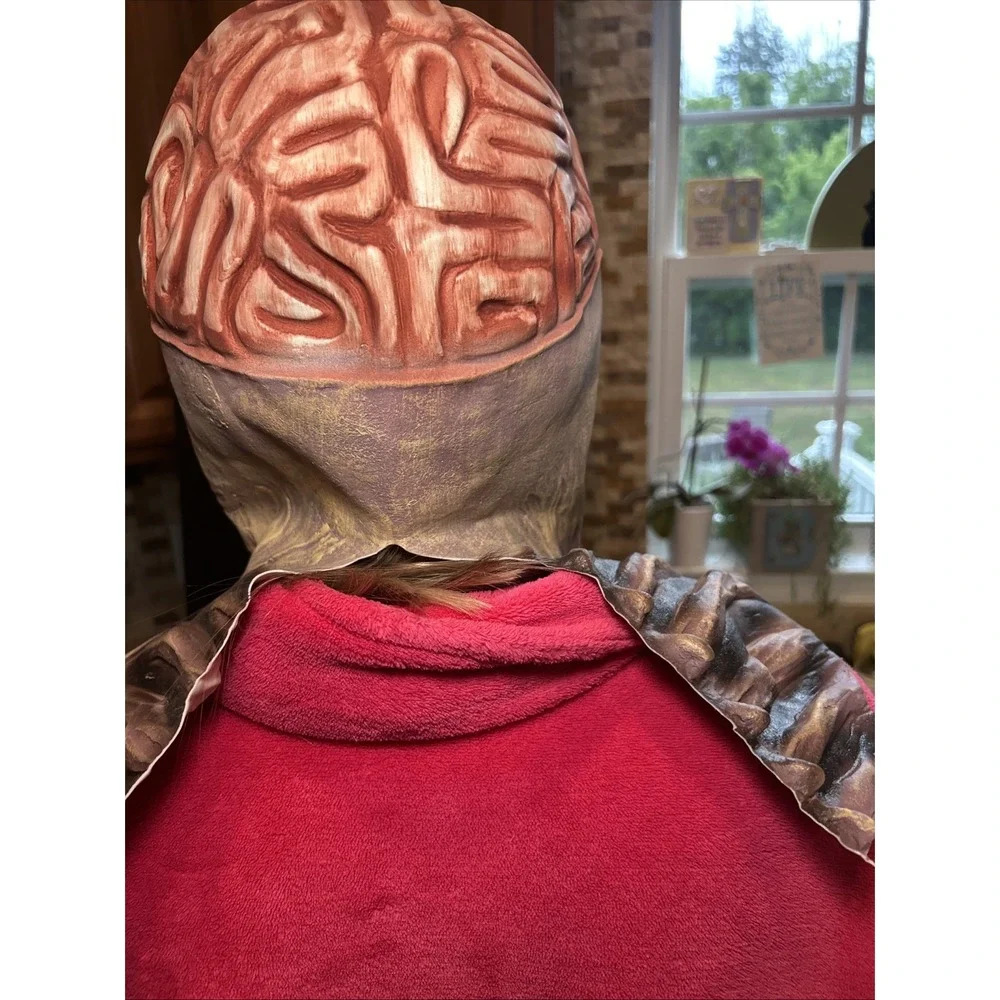 New Halloween‎ Skeleton Mask with Brains. Latex Rubber Full Head Adult Mask